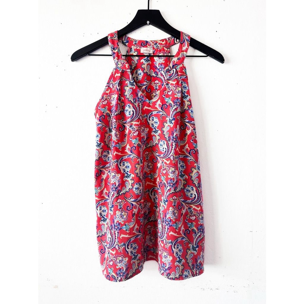 Pixley Red Paisley Halter Top Women’s Size XS – Lightweight Silky Boho Tank